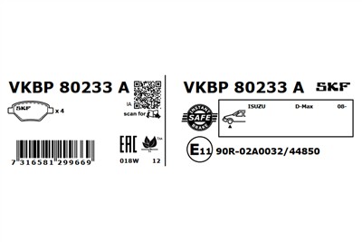 SKF VKBP 80233 A EAN: 7316581299669.