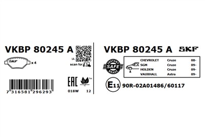 SKF VKBP 80245 A EAN: 7316581296293.
