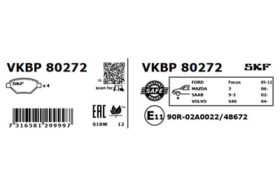 SKF VKBP 80272 EAN: 7316581299997.