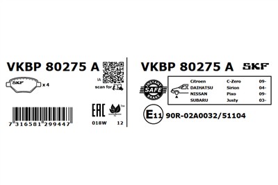 SKF VKBP 80275 A EAN: 7316581299447.