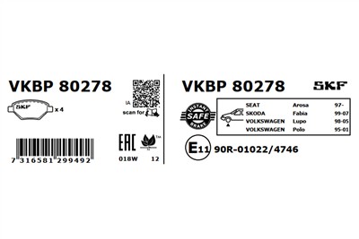 SKF VKBP 80278 EAN: 7316581299492.