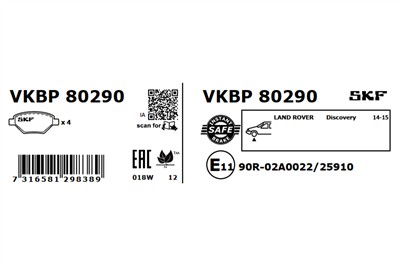 SKF VKBP 80290 EAN: 7316581298389.