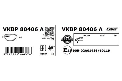 SKF VKBP 80406 A EAN: 7316581296378.