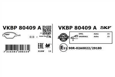 SKF VKBP 80409 A EAN: 7316581300334.