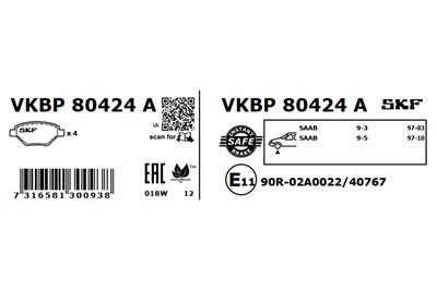 SKF VKBP 80424 A EAN: 7316581300938.