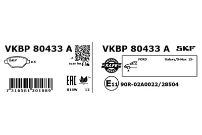 SKF VKBP 80433 A EAN: 7316581301089.