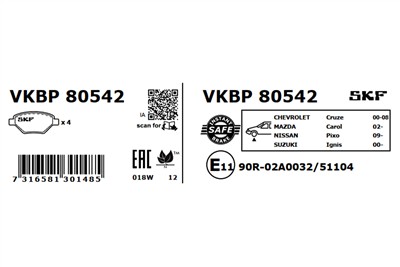 SKF VKBP 80542 EAN: 7316581301485.
