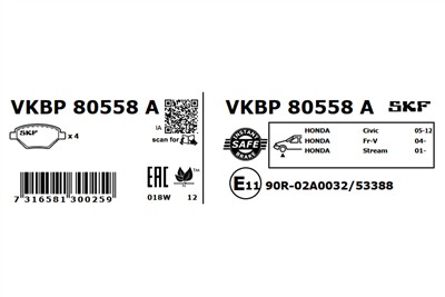 SKF VKBP 80558 A EAN: 7316581300259.