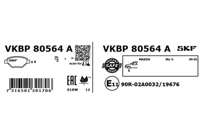 SKF VKBP 80564 A EAN: 7316581301706.
