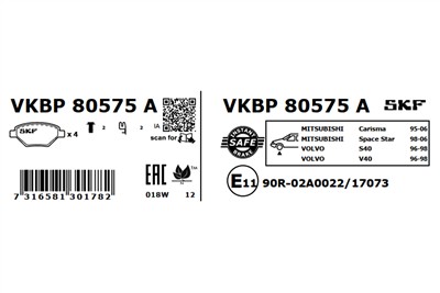 SKF VKBP 80575 A EAN: 7316581301782.