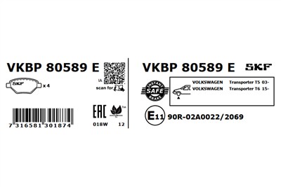 SKF VKBP 80589 E EAN: 7316581301874.