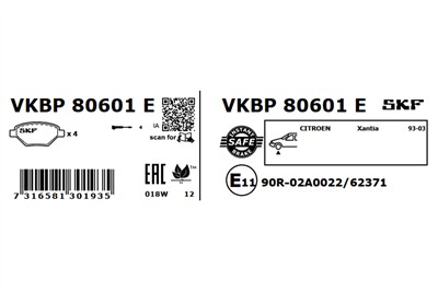 SKF VKBP 80601 E EAN: 7316581301935.