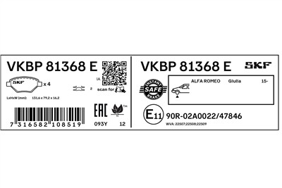 SKF VKBP 81368 E EAN: 7316582108519.