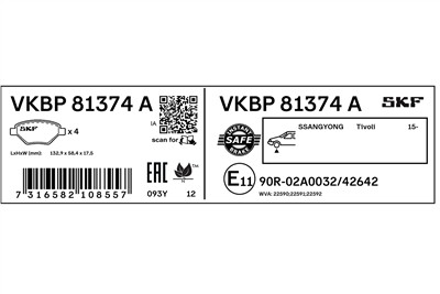 SKF VKBP 81374 A EAN: 7316582108557.