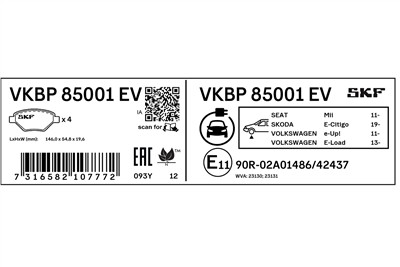 SKF VKBP 85001 EV EAN: 7316582107772.