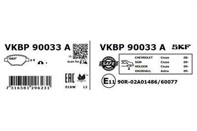 SKF VKBP 90033 A EAN: 7316581296231.
