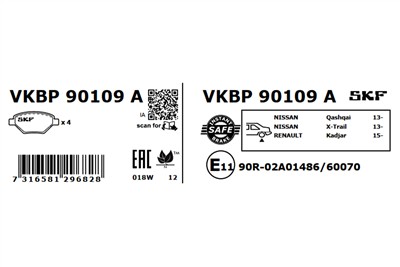 SKF VKBP 90109 A EAN: 7316581296828.