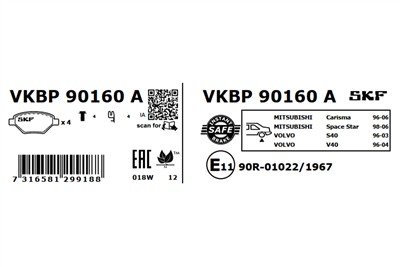 SKF VKBP 90160 A EAN: 7316581299188.