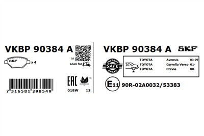 SKF VKBP 90384 A EAN: 7316581298549.