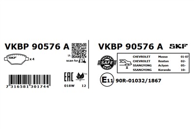 SKF VKBP 90576 A EAN: 7316581301744.
