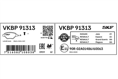 SKF VKBP 91313 EAN: 7316582108038.