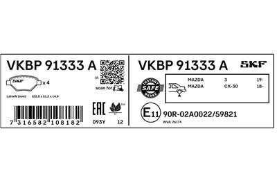 SKF VKBP 91333 A EAN: 7316582108182.