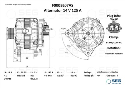 SEG Automotive F000BL07AS EAN: 4064443017281.