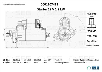 SEG Automotive 0001107413 EAN: 4064443009743.