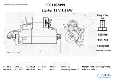 SEG Automotive 0001107499 EAN: 4064443009767.