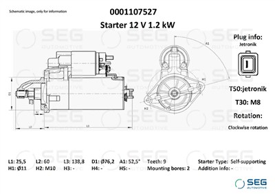 SEG Automotive 0001107527 EAN: 4064443009781.