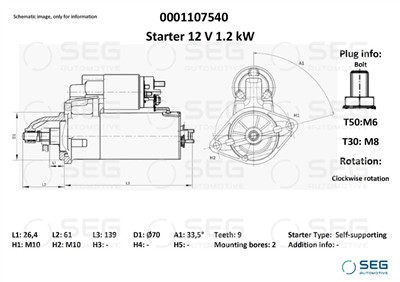 SEG Automotive 0001107540 EAN: 4064443009798.