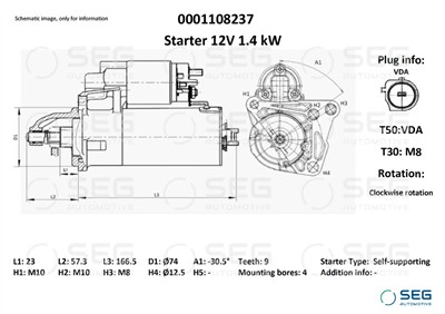 SEG Automotive 0001108237 EAN: 4064443009811.