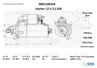 SEG Automotive 0001109344 EAN: 4064443009934.