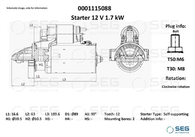 SEG Automotive 0001115088 EAN: 4064443011524.