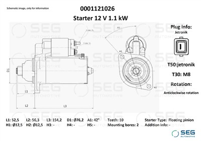 SEG Automotive 0001121026 EAN: 4064443011647.