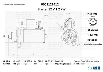 SEG Automotive 0001121412 EAN: 4064443000481.