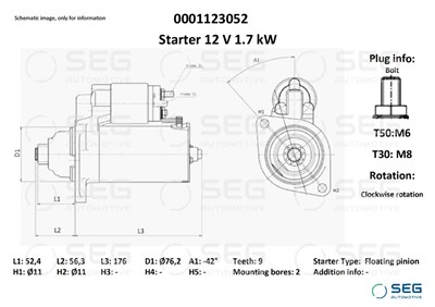 SEG Automotive 0001123052 EAN: 4064443010121.