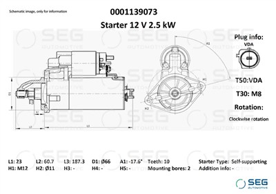 SEG Automotive 0001139073 EAN: 4064443010466.