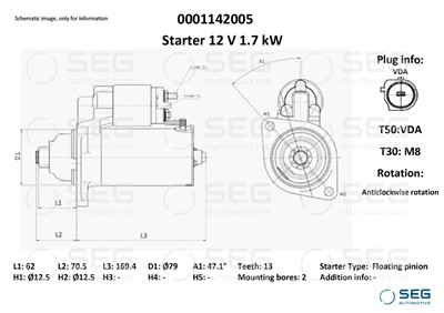 SEG Automotive 0001142005 EAN: 4064443012170.