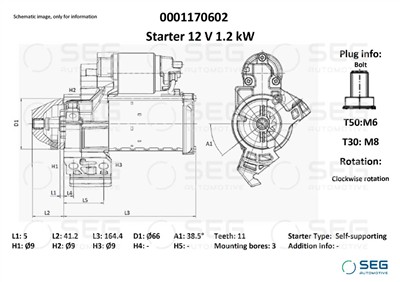 SEG Automotive 0001170602 EAN: 4064443012477.