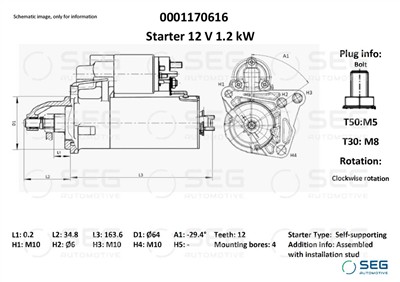 SEG Automotive 0001170616 EAN: 4064443016444.