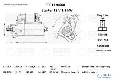 SEG Automotive 0001170668 EAN: 4064443016512.
