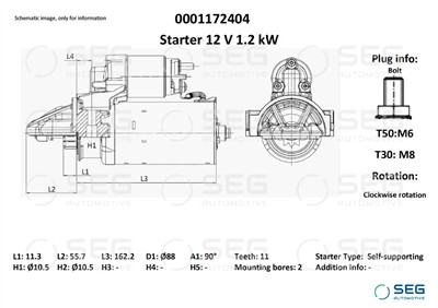 SEG Automotive 0001172404 EAN: 4064443012545.