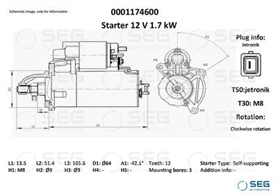 SEG Automotive 0001174600 EAN: 4064443010220.