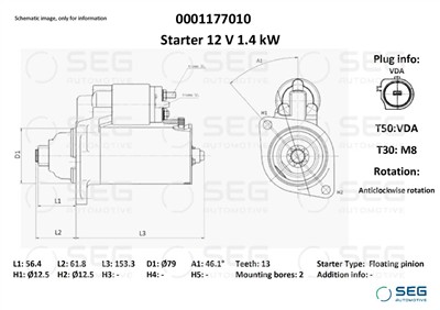 SEG Automotive 0001177010 EAN: 4064443015942.