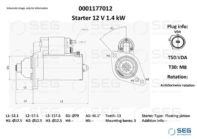 SEG Automotive 0001177012 EAN: 4064443012613.