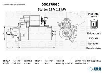 SEG Automotive 0001179030 EAN: 4064443016666.