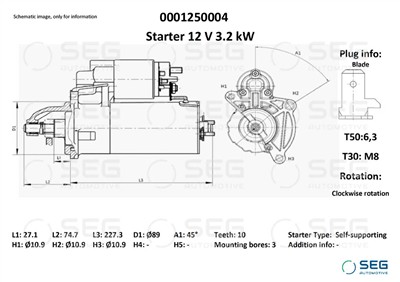 SEG Automotive 0001250004 EAN: 4064443012712.