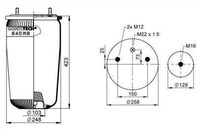 CONTITECH AIR SPRING 940 MB Číslo výrobce: 67205. EAN: 4054391103556.