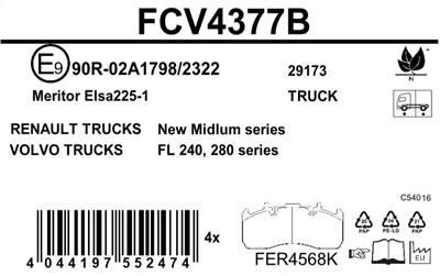 FERODO FCV4377B Číslo výrobce: 29173. EAN: 4044197552474.